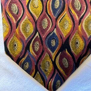 Vintage 80s/90s Etienne Ainger woven pattern print 100% silk tie 4" x 57"